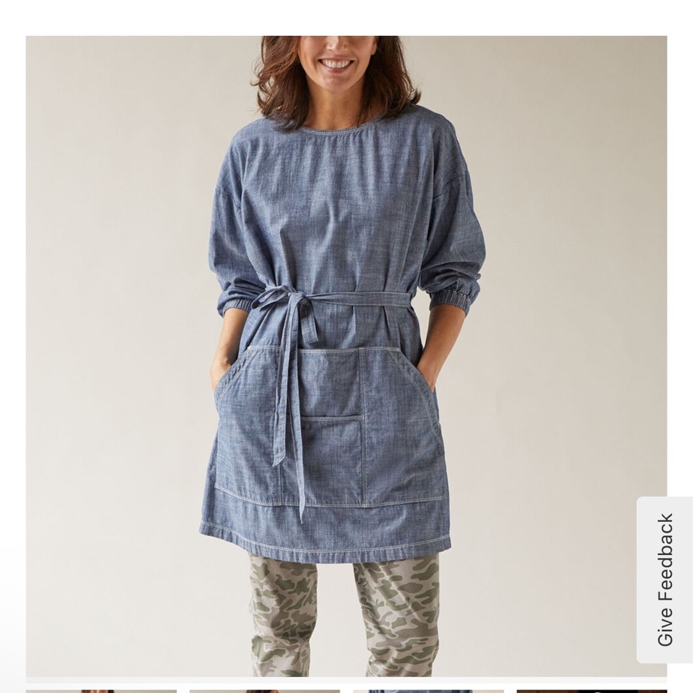 Duluth Trading Company Womens Free Range Chambray Smock Size XS/S Organic Cotton
